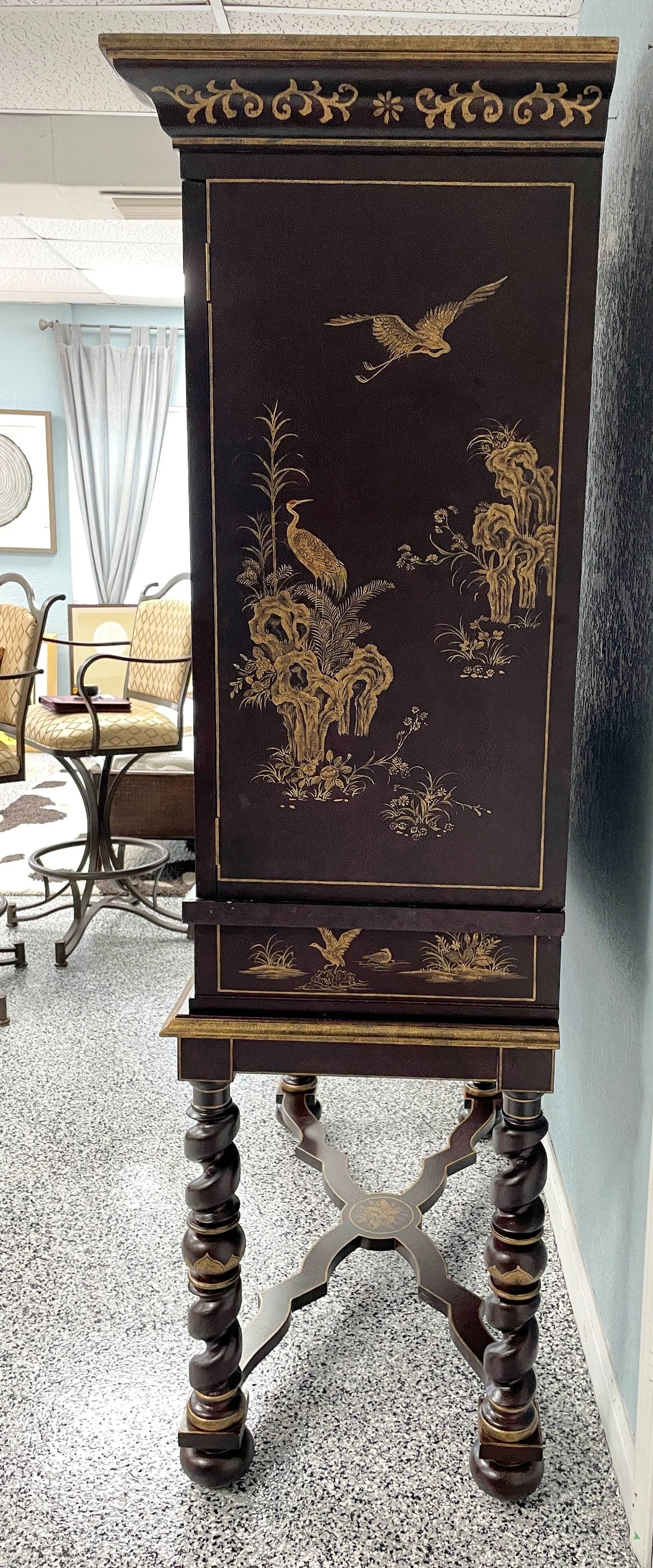 Encore Furniture Gallery-Chinoiserie Decorated Storage Armoire Cabinet